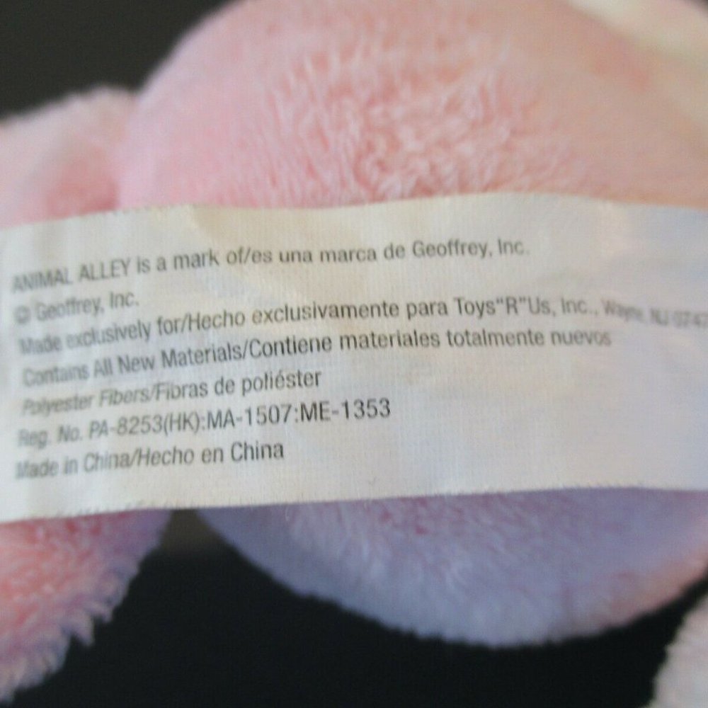 Animal Alley BABY Plush PINK RABBIT Stuffed Animal Round Rattle WHITE Plaid Toy - Picture 4 of 4